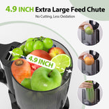 Aeitto Juicer machines, Cold Press Juicer with 4.9" Wide Feed Chute Fit Whole Fruits & Vegetables, High Juice Yield, Masticating Juicer Self Feeding, Easy to Clean