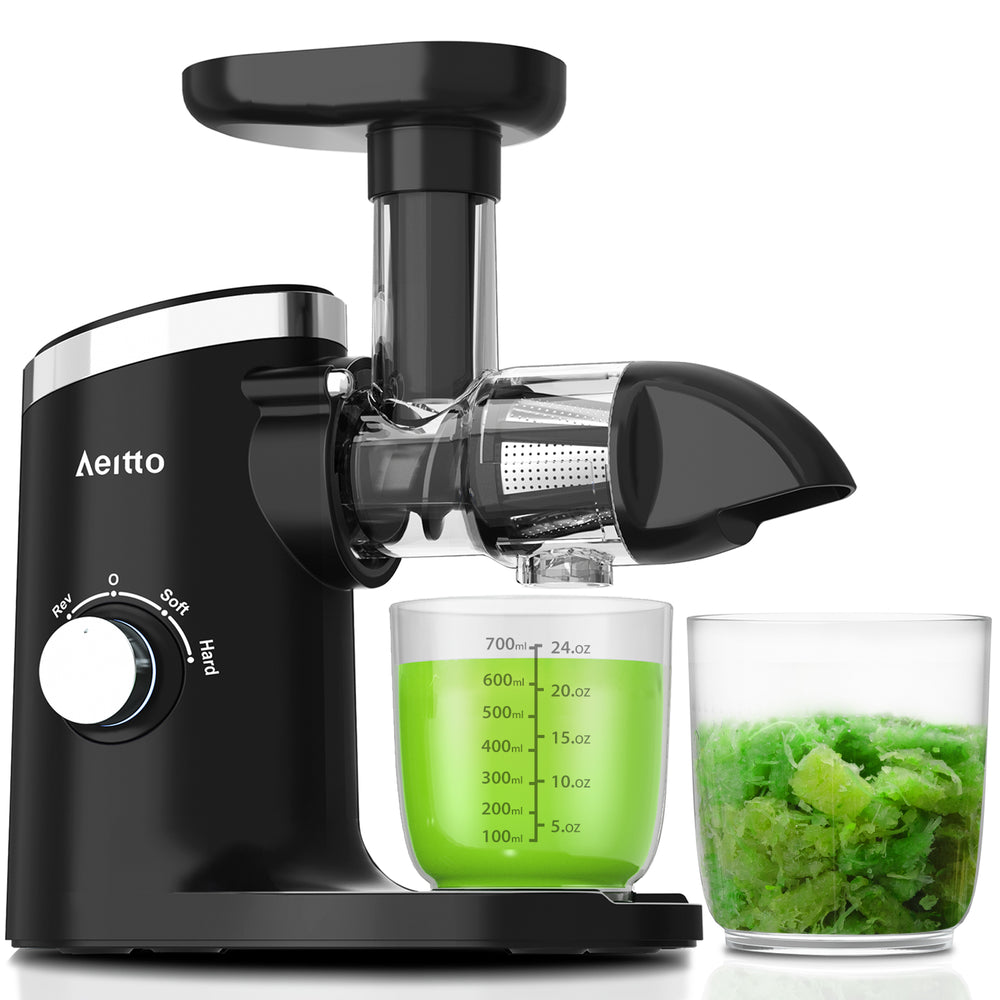 Juicer Machines, Aeitto Cold Press Juicer with Soft & Hard Modes, Quiet Motor, Reverse Function, Juice Extractor Vegetable and Fruit, Masticating Juicer, Easy to Clean with Brush