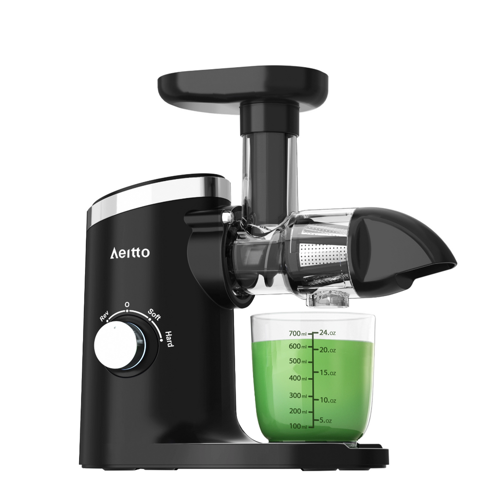 Juicer Machines, Aeitto Cold Press Juicer with Soft & Hard Modes, Quiet Motor, Reverse Function, Juice Extractor Vegetable and Fruit, Masticating Juicer, Easy to Clean with Brush