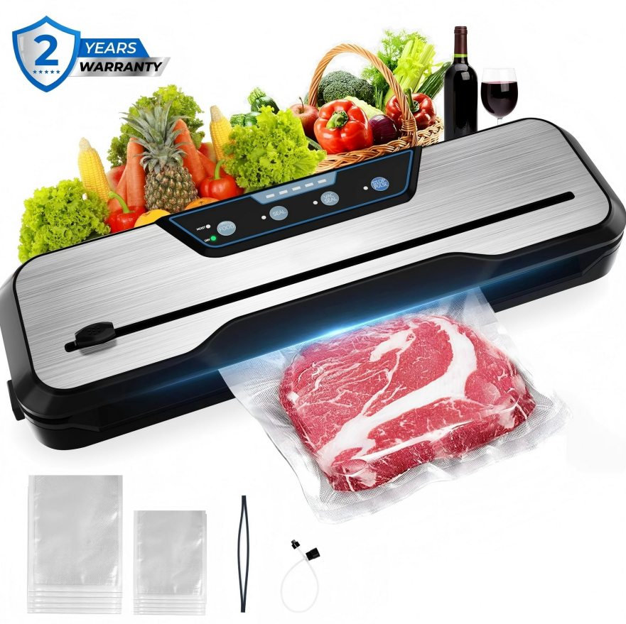 Aeitto® Vacuum Sealer, 8-In-1 Powerful Food Sealer Vacuum Seal Machine, with Pulse Function, Moist&Dry Mode and External VAC for Jars and Containers | Build-in Cutter | LED Indicator |