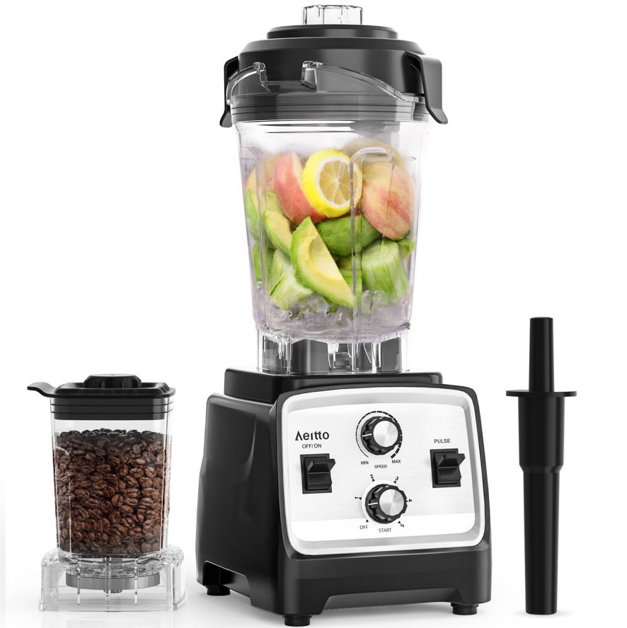 Aeitto Blender, Blenders for Kitchen with 1800W Motor, 85 Oz. Large Capacity, 2-in-1 Blender & Grinder Combo, BPA-Free Countertop Professional Blender for Smoothies, Ice Crush, Frozen Drinks, Silver