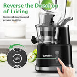 Aeitto Cold Press Juicer, Juicer Machines with Large Feed Chute, Large Capacity, Slow Masticating Juicer for Fruits and Vegetables, Self Feeding for Juice Extractor,BPA-Free