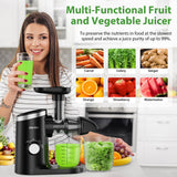 Juicer Machines, Aeitto Cold Press Juicer with Soft & Hard Modes, Quiet Motor, Reverse Function, Juice Extractor Vegetable and Fruit, Masticating Juicer, Easy to Clean with Brush