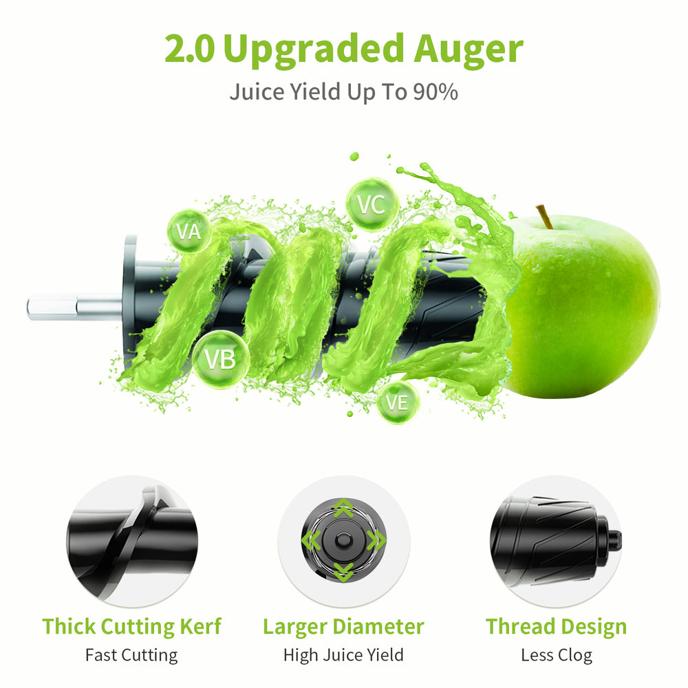 Aeitto Cold Press Juicer Machines, 3.6 Inch Wide Chute, Large Capacity, High Juice Yield, 2 Masticating Juicer Modes, Easy to Clean Slow Juicer for Vegetable and Fruit, Silver
