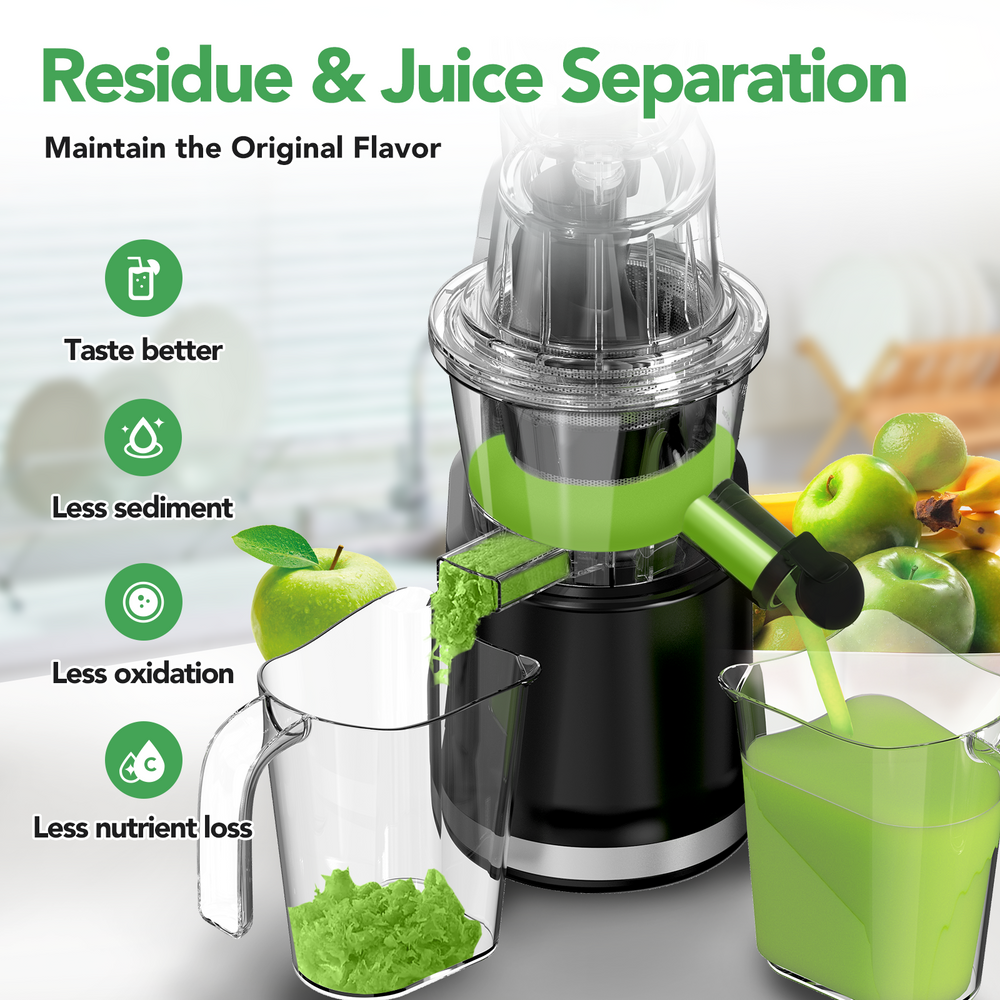 Aeitto Cold Press Juicer, Juicer Machines with Large Feed Chute, Large Capacity, Slow Masticating Juicer for Fruits and Vegetables, Self Feeding for Juice Extractor,BPA-Free