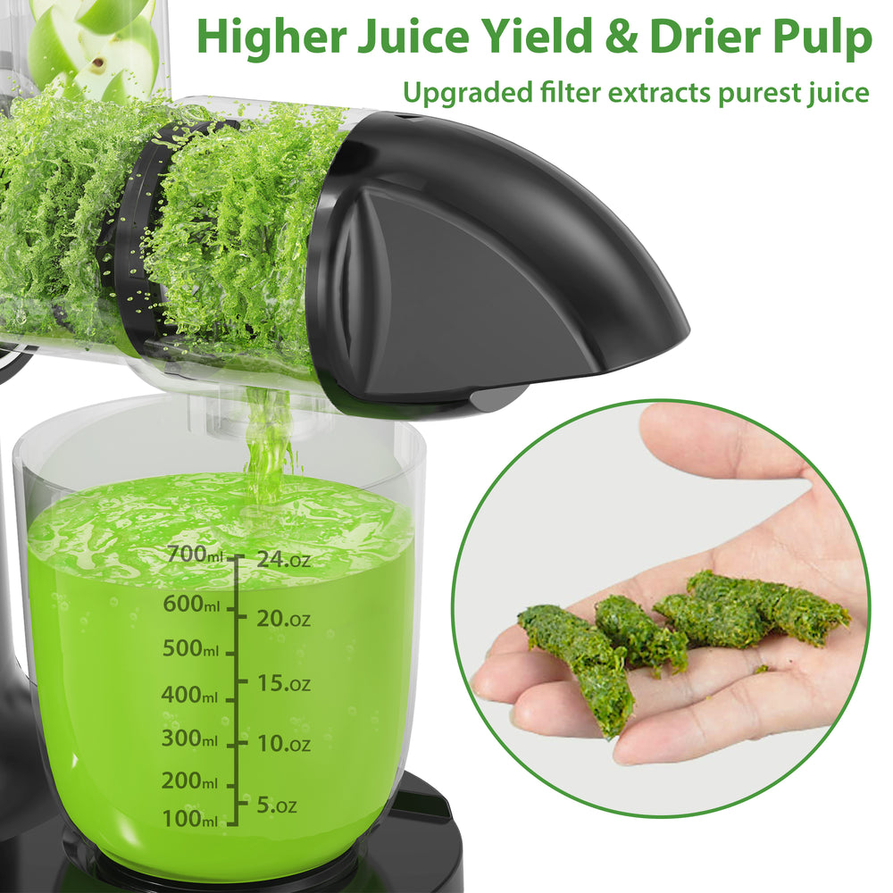 Juicer Machines, Aeitto Cold Press Juicer with Soft & Hard Modes, Quiet Motor, Reverse Function, Juice Extractor Vegetable and Fruit, Masticating Juicer, Easy to Clean with Brush