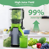 Aeitto Juicer Machines, Cold Press Juicer, 5.3“ Extra Large Feed Chute for Whole Fruits & Vegetables, Juice Maker Easy to Clean, High Juice Yield, Self Feeding