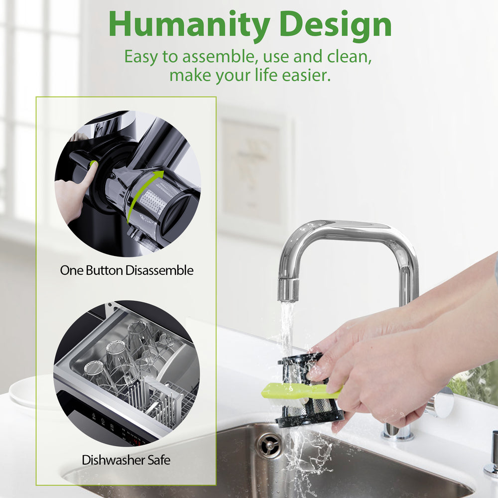Juicer Machines, Aeitto Cold Press Juicer with Soft & Hard Modes, Quiet Motor, Reverse Function, Juice Extractor Vegetable and Fruit, Masticating Juicer, Easy to Clean with Brush