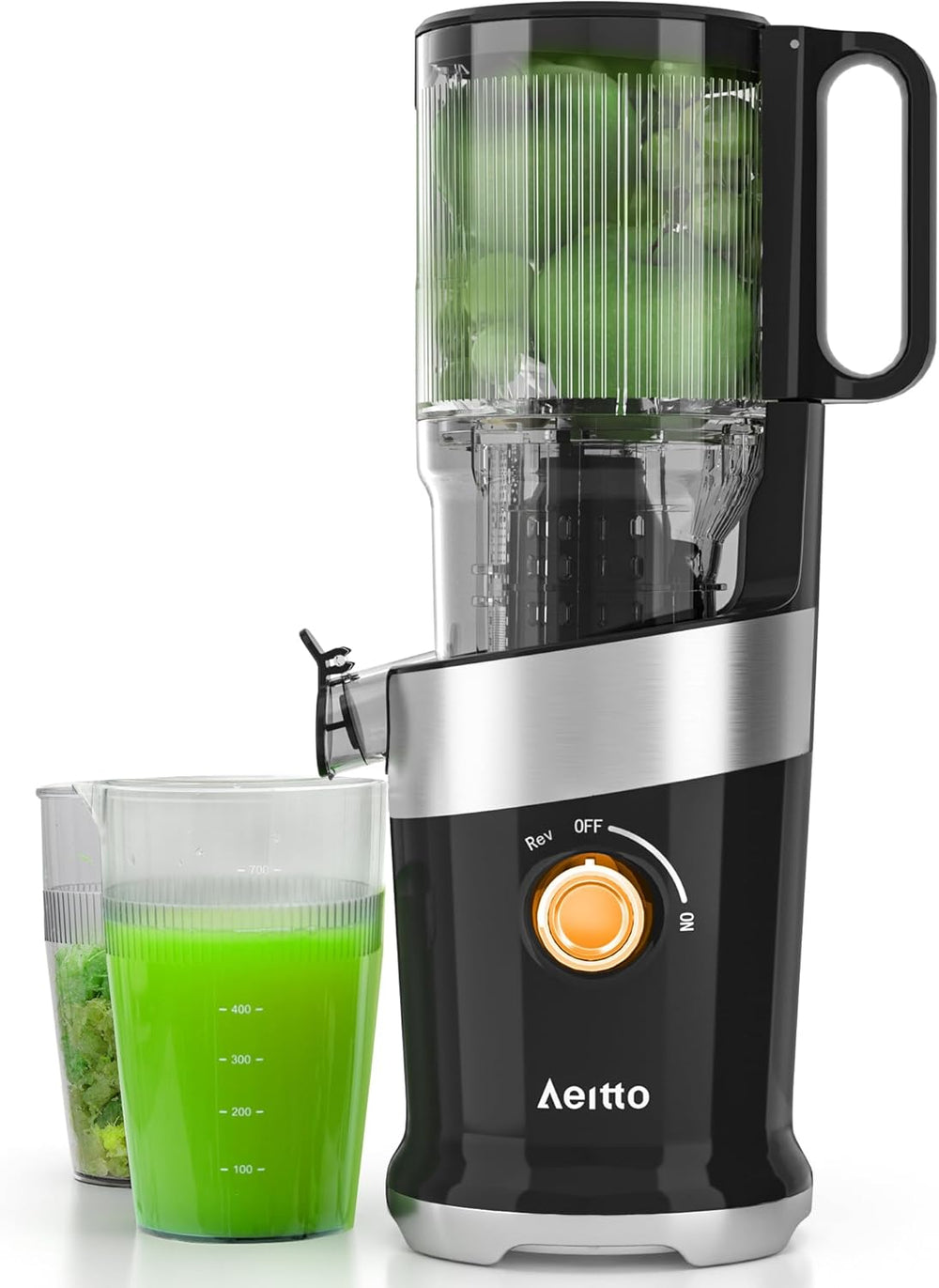Aeitto Juicer machines, Cold Press Juicer with 4.9" Wide Feed Chute Fit Whole Fruits & Vegetables, High Juice Yield, Masticating Juicer Self Feeding, Easy to Clean