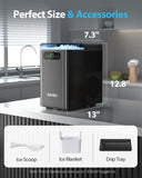 Aeitto Nugget Ice Maker Countertop, Pellet Ice Machine Soft Chewable Ice 40lbs/Day, One-Click Operation, Auto Self-Cleaning Crushed Ice Makers Stainless with Scoop for Home/Kitchen/Office