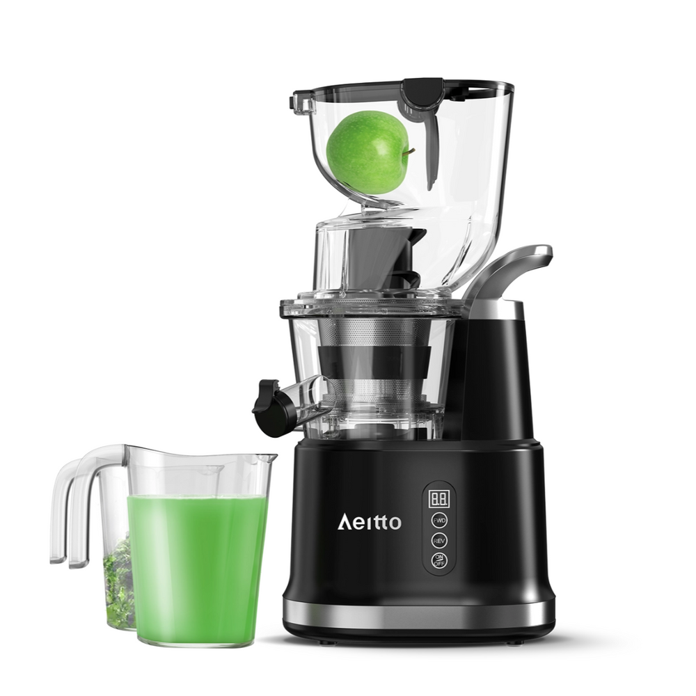 Aeitto Cold Press Juicer, Juicer Machines with Large Feed Chute, Large Capacity, Slow Masticating Juicer for Fruits and Vegetables, Self Feeding for Juice Extractor,BPA-Free