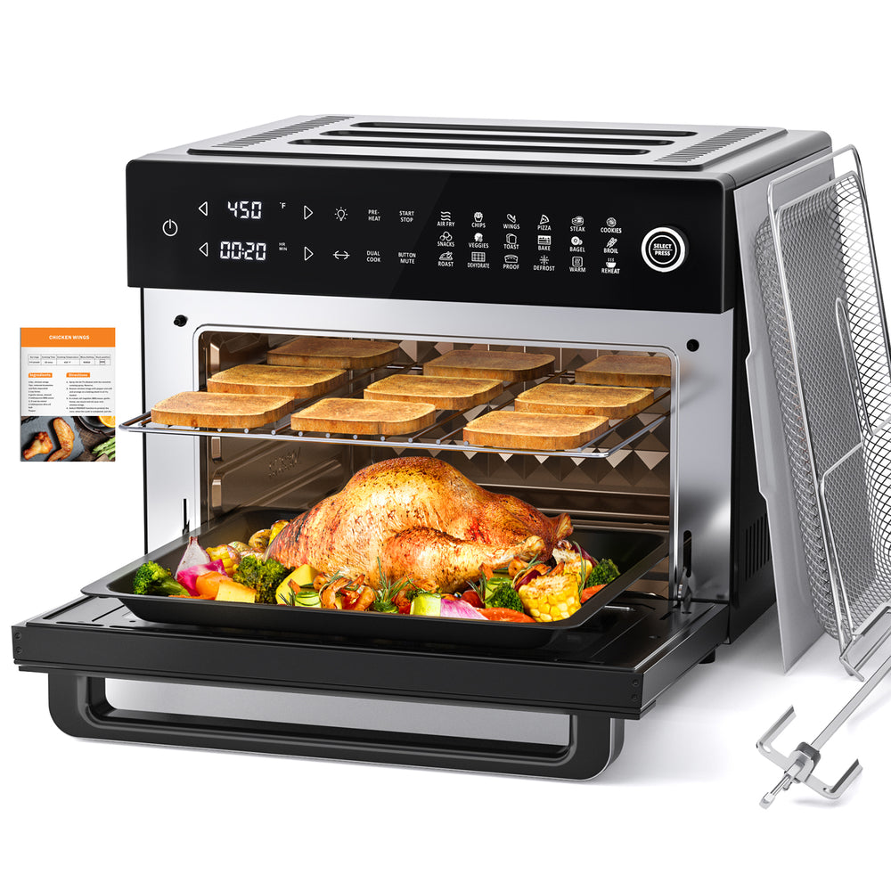Condake 32QT Air Fryer Oven Toaster Oven Combo with Rotisserie 18-in-1  Convection Oven Countertop Digital Airfryer for Bake Broil Pizza Roast  Toast