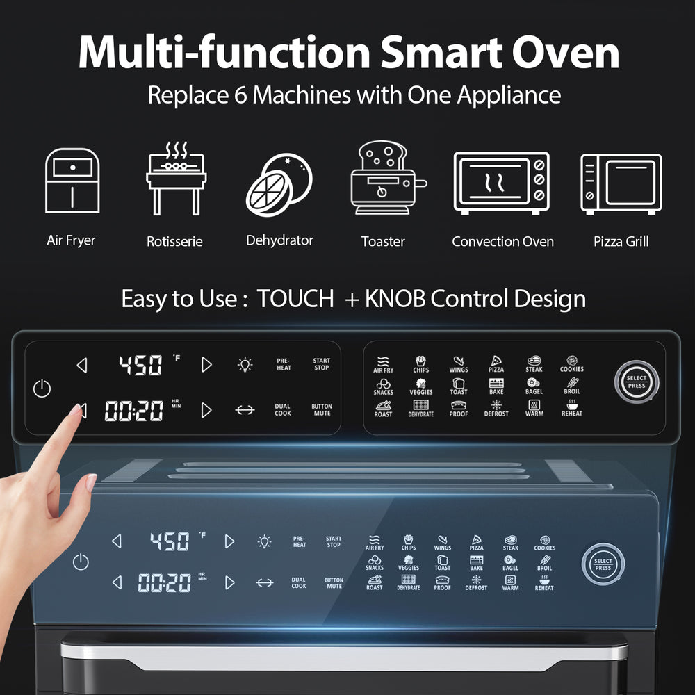 Aeitto 32QT MAX Smart Air Fryer, with Rotisserie and Full Accessories, 19-In-1 Digital Airfryer Toaster Oven Combo with Dehydrator