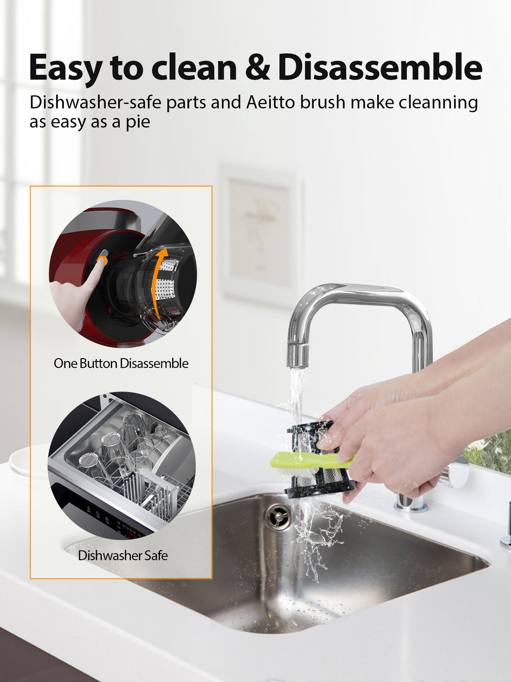 Aeitto Masticating Juicer with Two Speed Modes Red