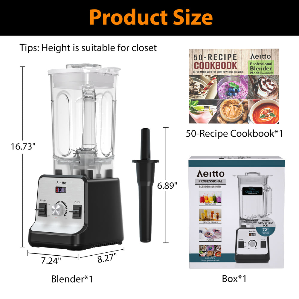 Aeitto® Blender, Blenders for Kitchen with 1500-Watt Motor, 68 Oz Large  Capacity, Countertop Professional Blenders for Ice Crush, Frozen Drinks,  Black