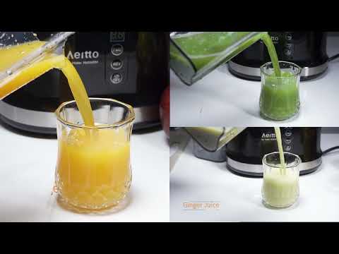 Aeitto Cold Press Slow Juicer, Portable Big Wide 81mm Chute LED Display Masticating Juicer for Nutrient Fruits and Vegetables, Vertical